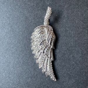 REAL DIAMONDS in STERLING SILVER BIRD /  ANGEL WING PENDANT Vintage Estate 925